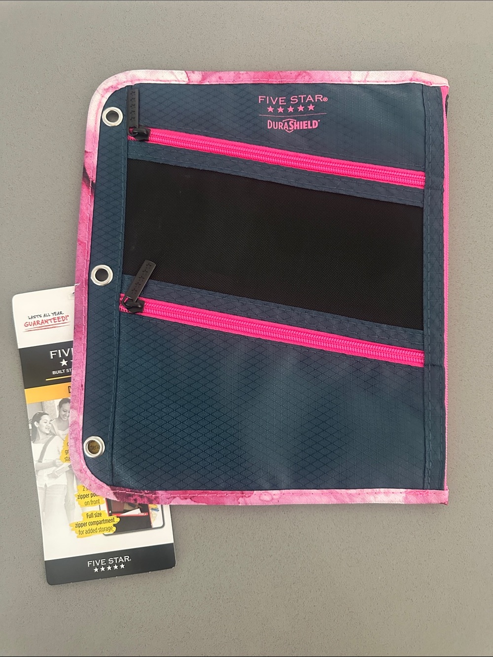 Five Star Navy and Hot Pink Pencil Pouch